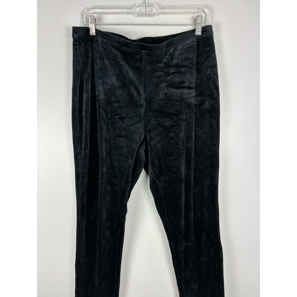 Chicos Zenergy Velvet Pull On Straight Leg Pants Womens 2/ Large Black Velour - Picture 2 of 6